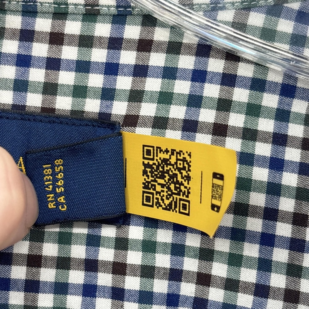Ralph Lauren Shirt Mens Big 3X Blue Green Check Button Down Long Sleeve Stretch - Picture 6 of 14